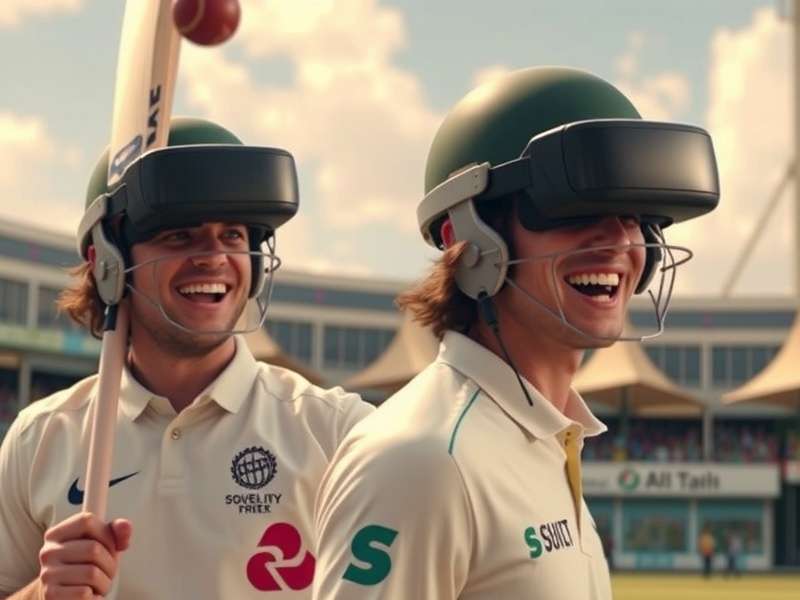 VR Cricket Epic Encounter: Immersive Virtual Cricket Experience VR Cricket Epic Encounter Banner - Featuring players in VR headsets playing cricket